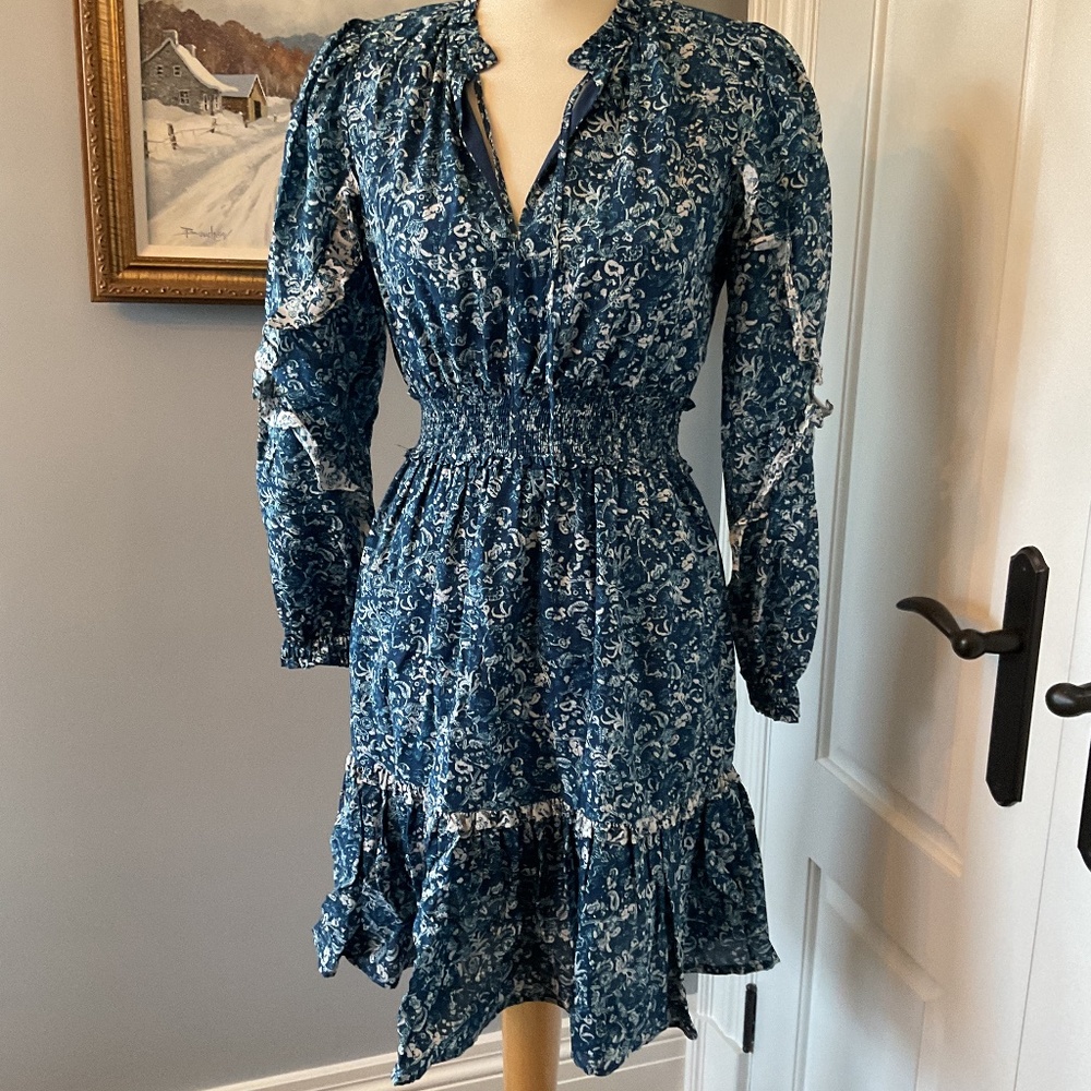 COPY - Intermix blue peasant dress with ruffles size 6